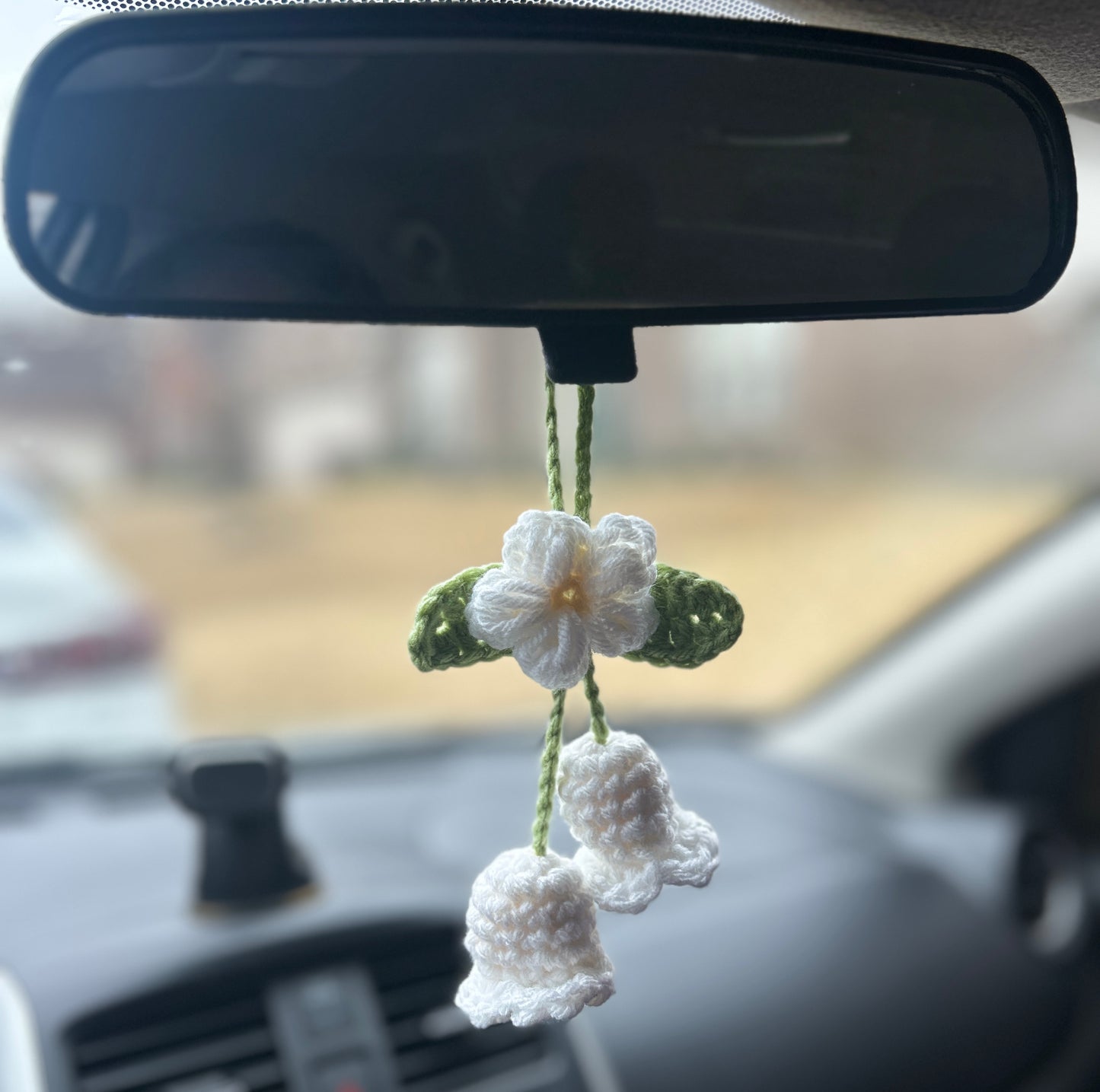 crochet flower car hanger