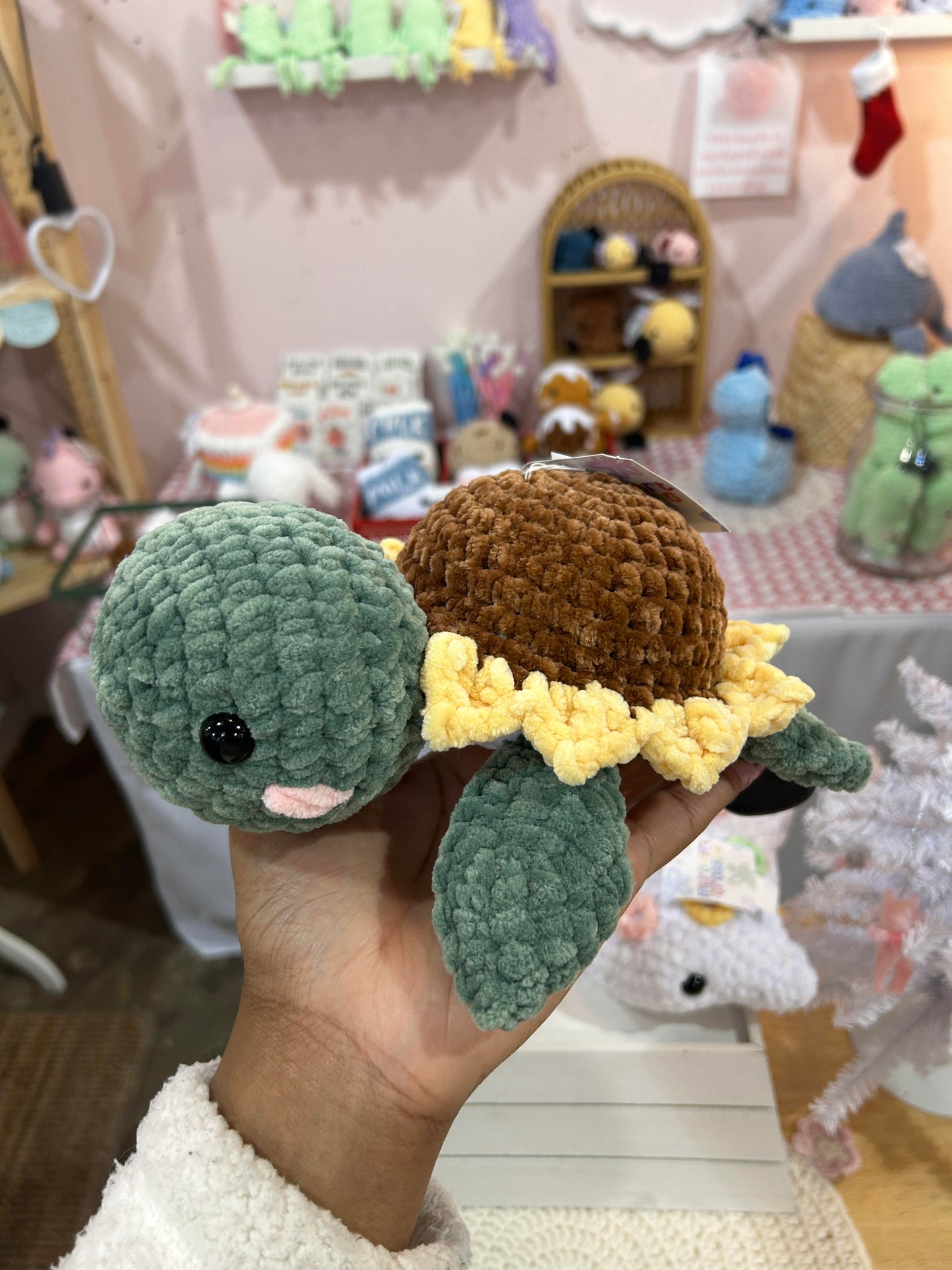 crochet flower turtle