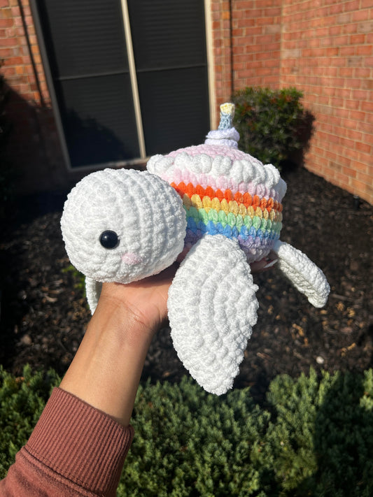 crochet birthday cake turtle