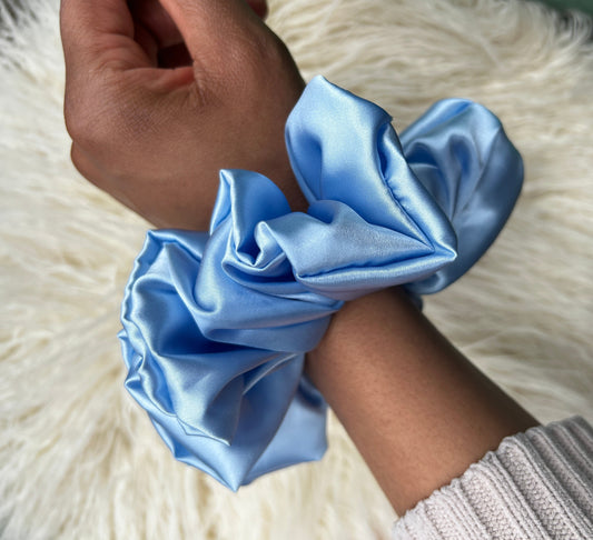 light blue silk scrunchie