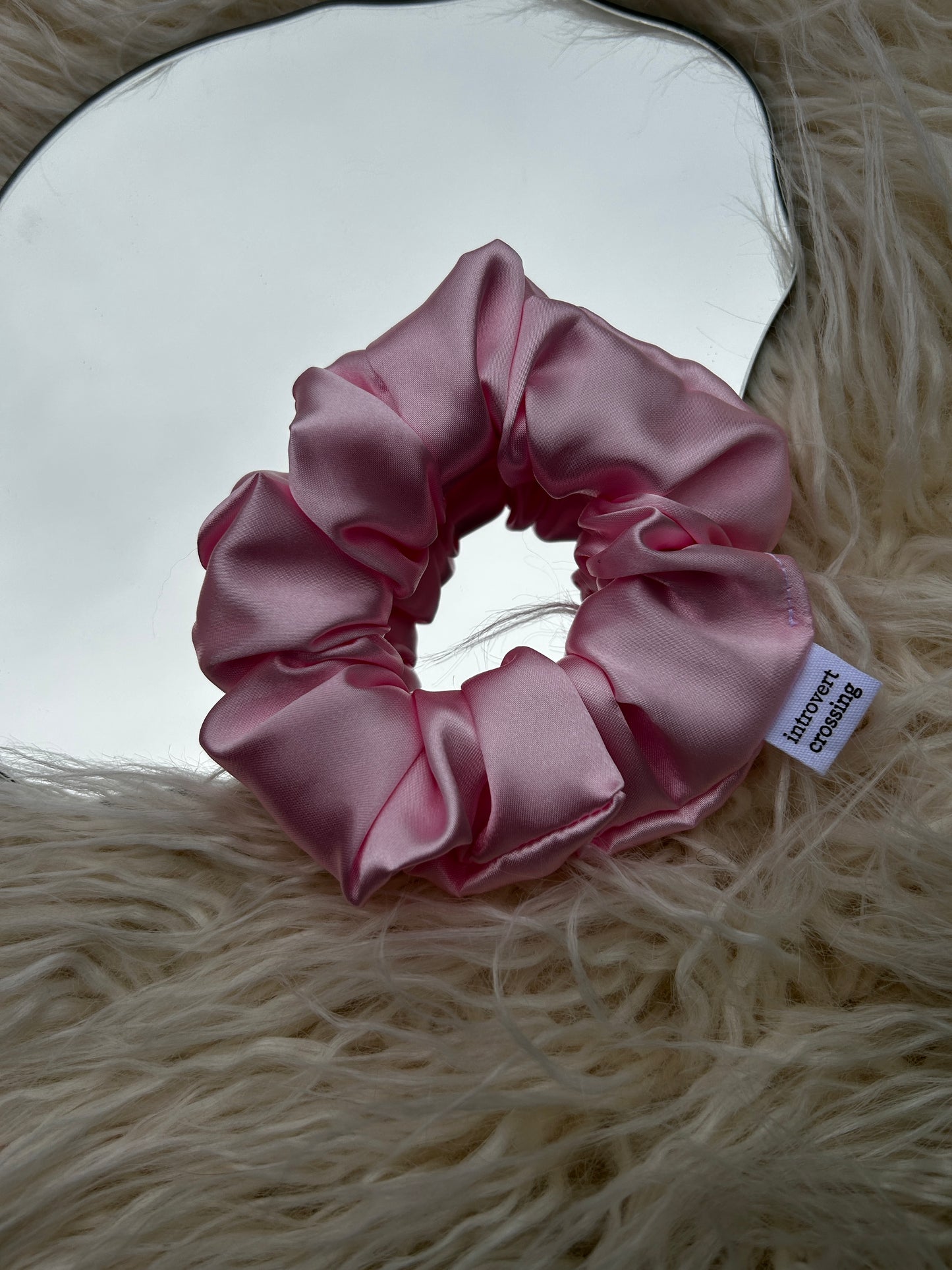 light pink silk scrunchie