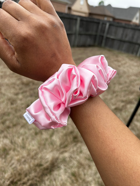 light pink silk scrunchie