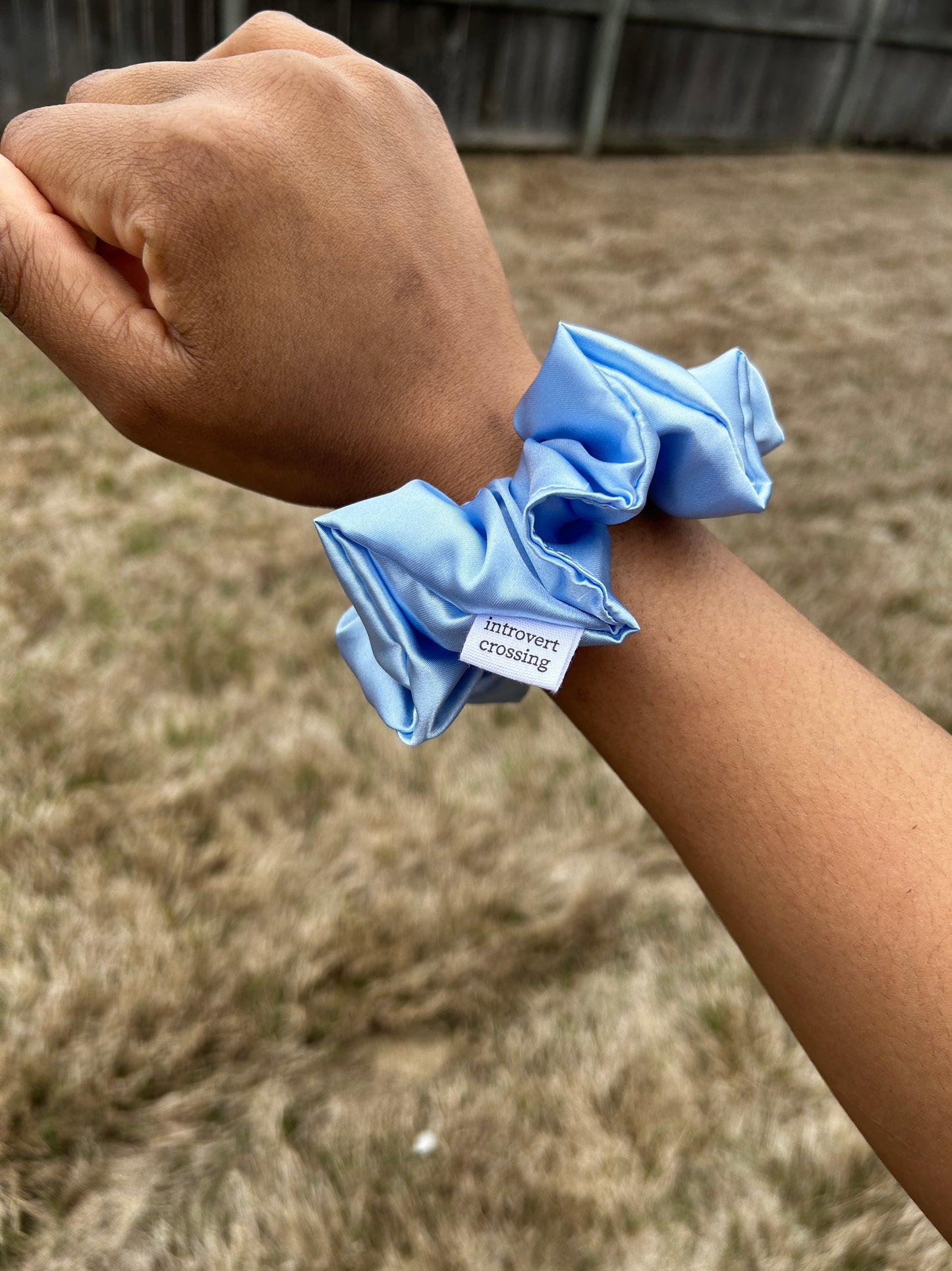 light blue silk scrunchie